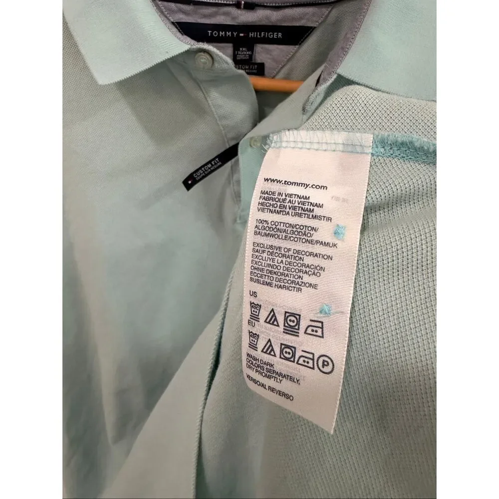 Tommy‎ Hilfiger Polo Shirt Mint Green XXL Cotton